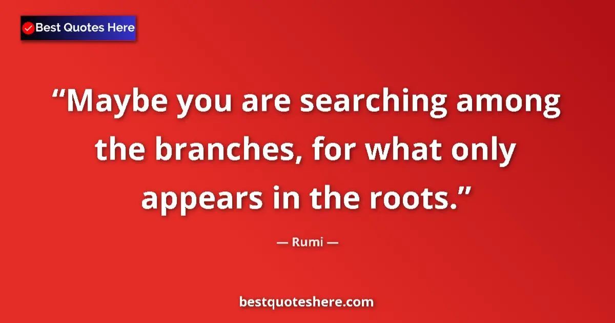 Quote by Rumi: Maybe you are searching among the branches, for what only appears in the roots....