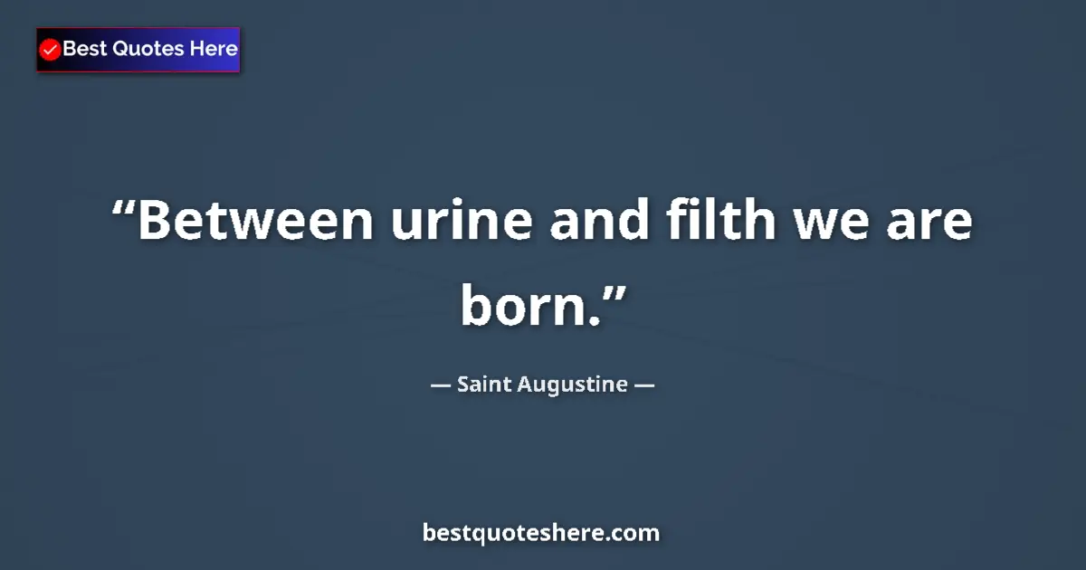 Quote by Saint Augustine: Between urine and filth we are born....
