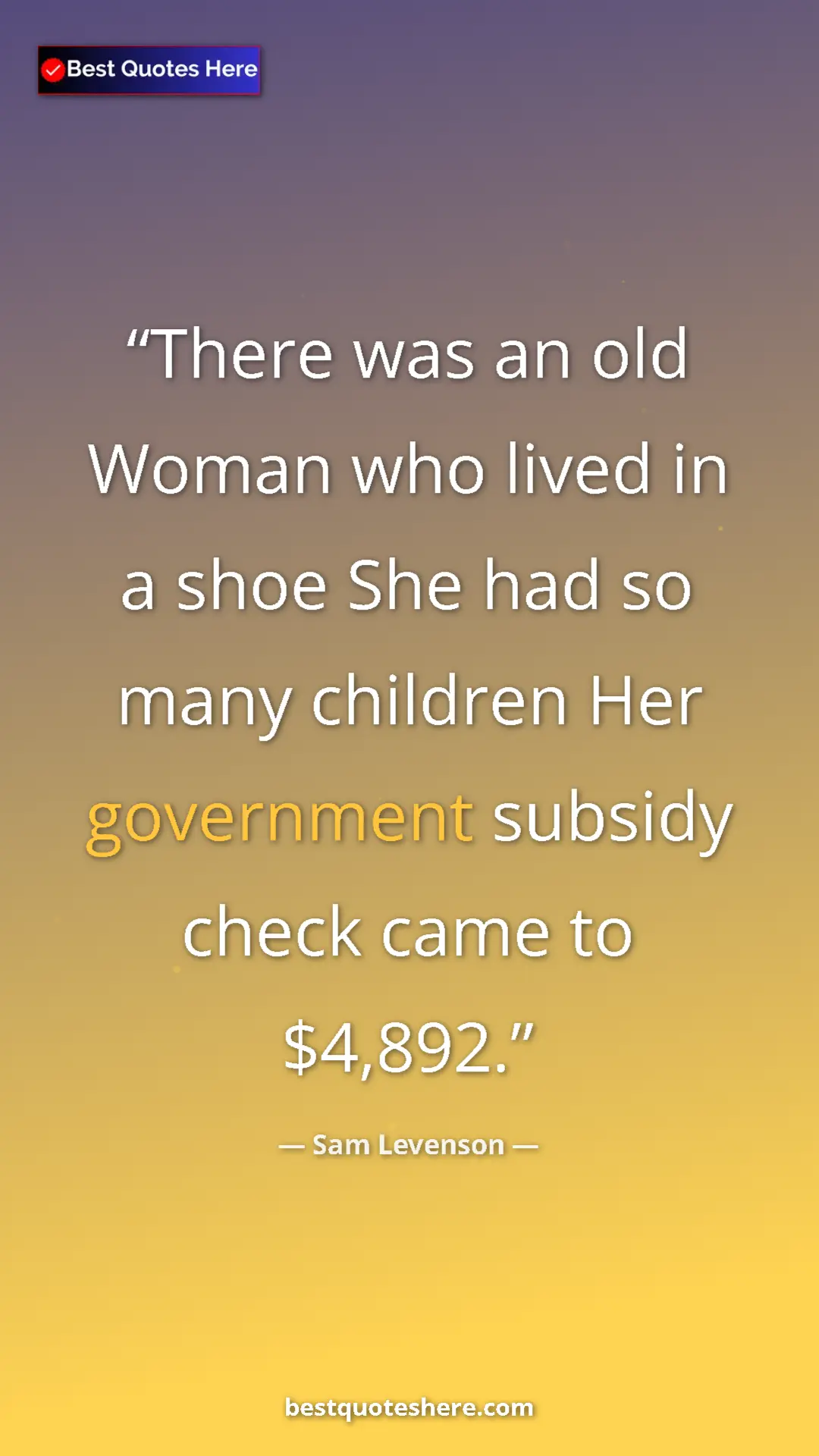Pinterest quote poster by Sam Levenson: "There was an old Woman who lived in a shoe She had so many..."