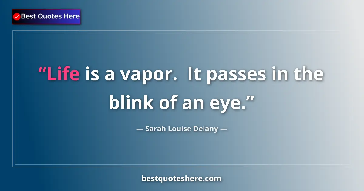 Quote by Sarah Louise Delany: Life is a vapor.  It passes in the blink of an eye....