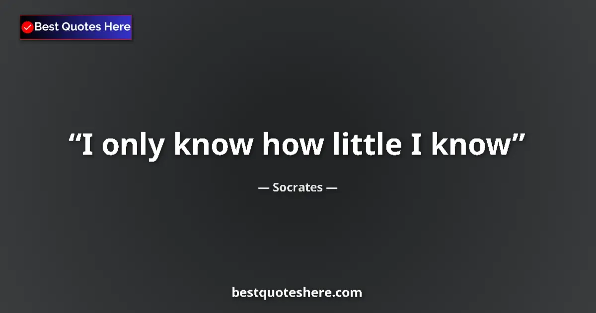 Quote by Socrates: I only know how little I know...
