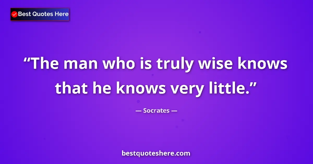 Quote by Socrates: The man who is truly wise knows that he knows very little....