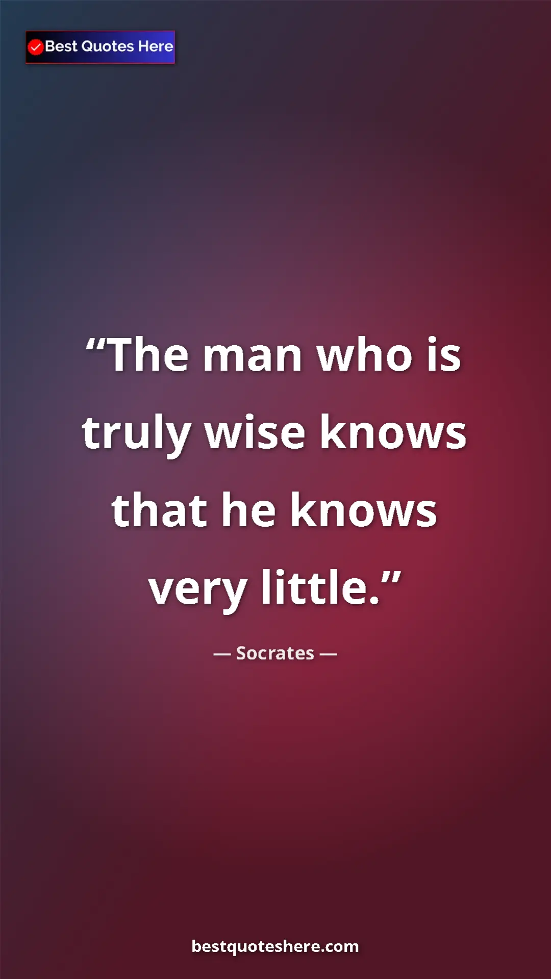 Pinterest quote poster by Socrates: "The man who is truly wise knows that he knows very little."