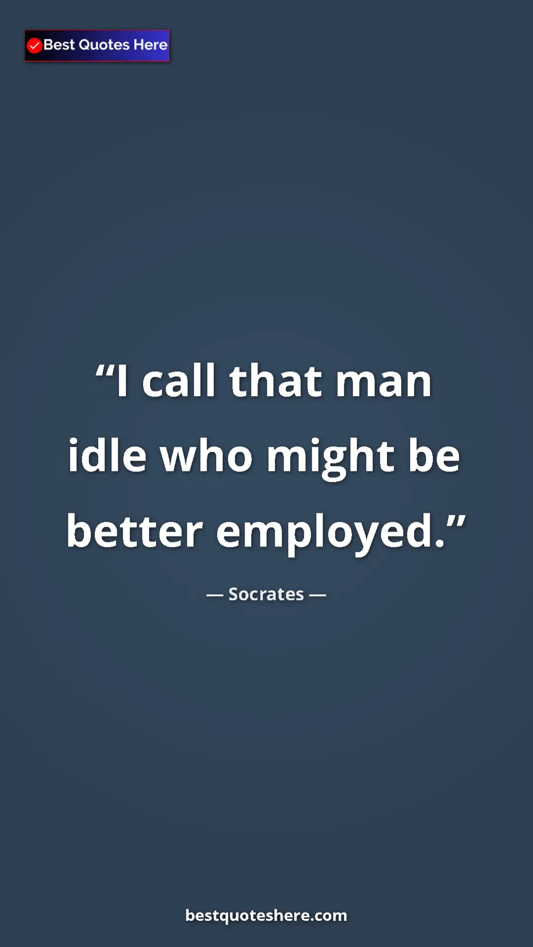 Pinterest quote poster by Socrates: "I call that man idle who might be better employed."