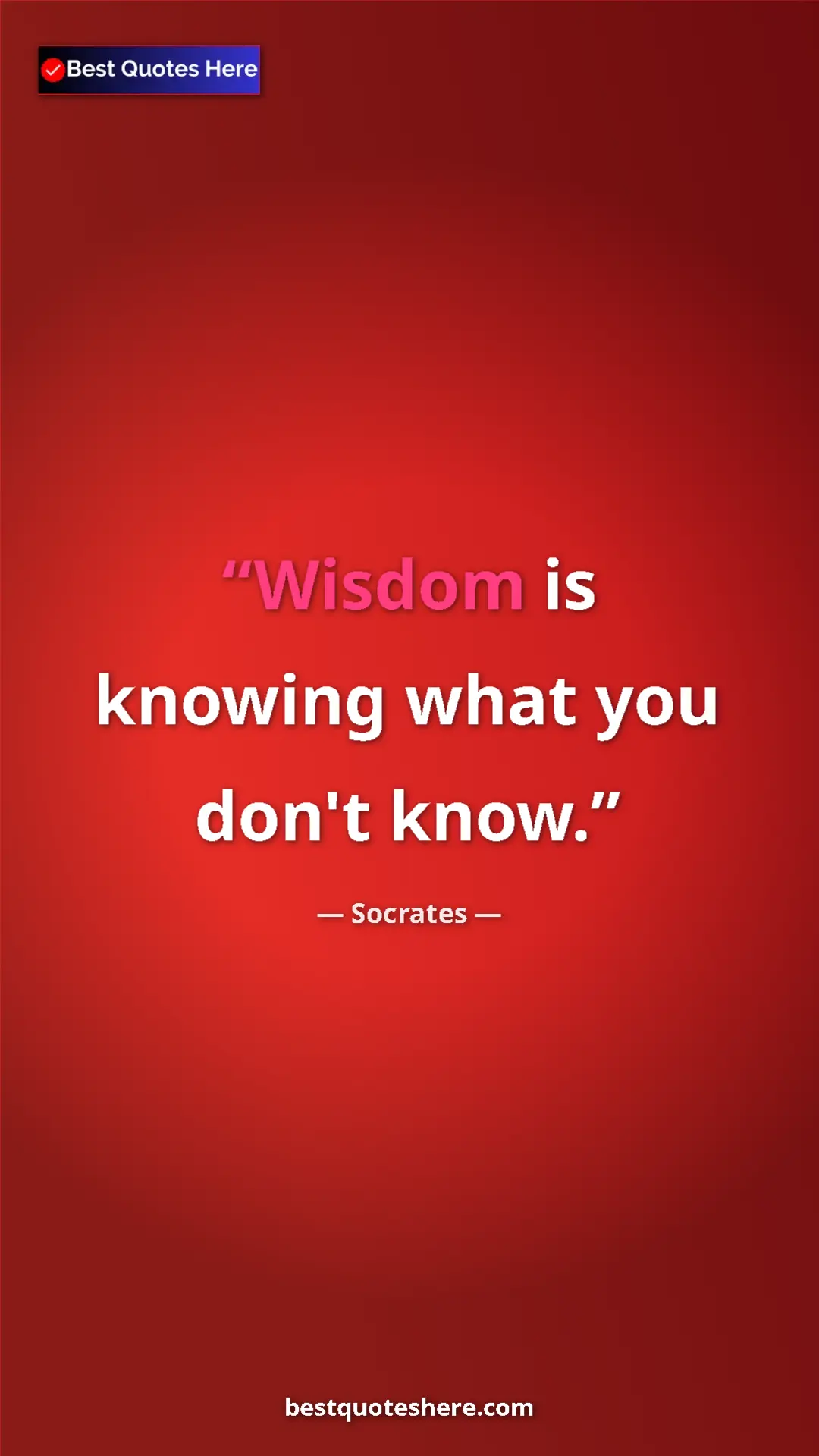 Pinterest quote poster by Socrates: "Wisdom is knowing what you don't know."
