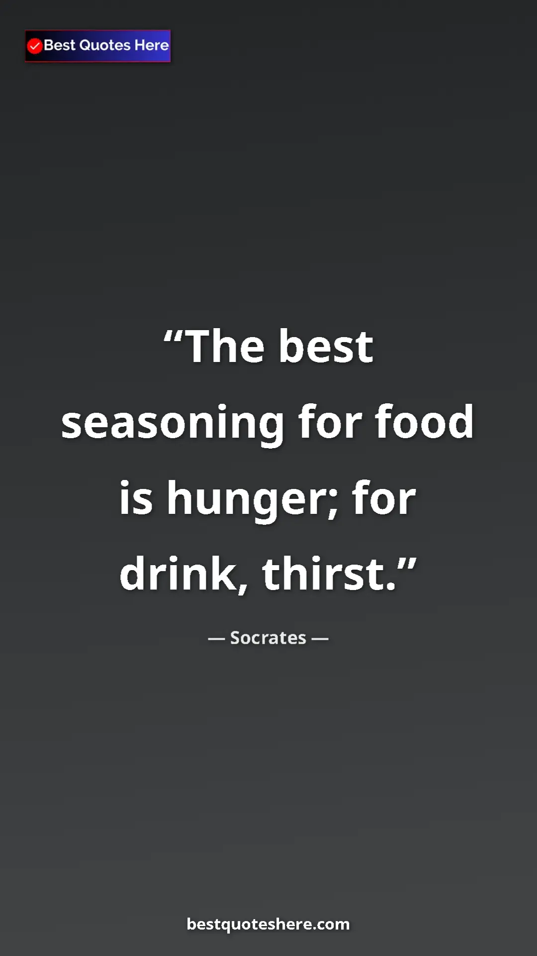 Pinterest quote poster by Socrates: "The best seasoning for food is hunger; for drink, thirst."