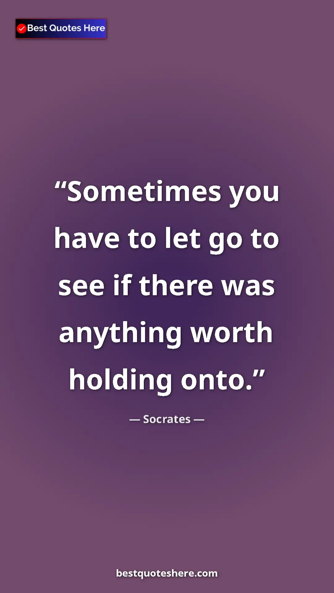 Pinterest quote poster by Socrates: "Sometimes you have to let go to see if there was anything..."