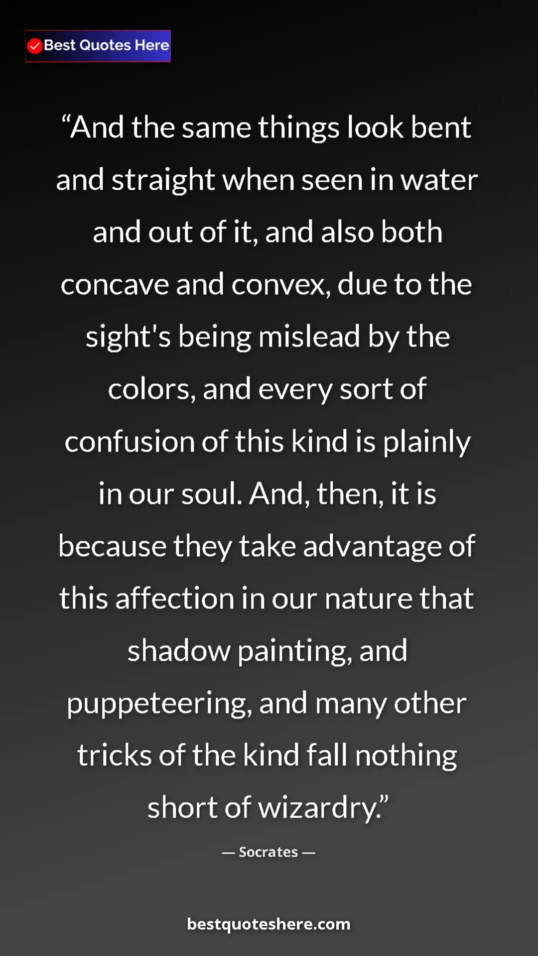 Socrates Quote Card: "And the same things look bent and straight when seen in..." Pinterest quote poster by Socrates: "And the same things look bent and straight when seen in..."