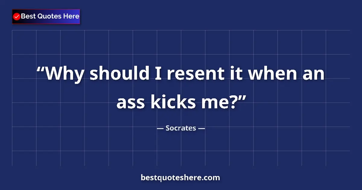 Quote by Socrates: Why should I resent it when an ass kicks me?