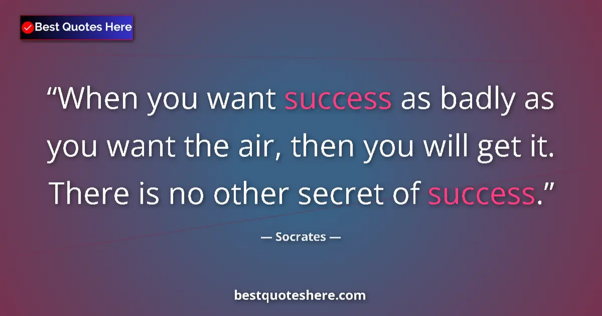 Socrates quote: "When you want success as badly as you want the air, then..."