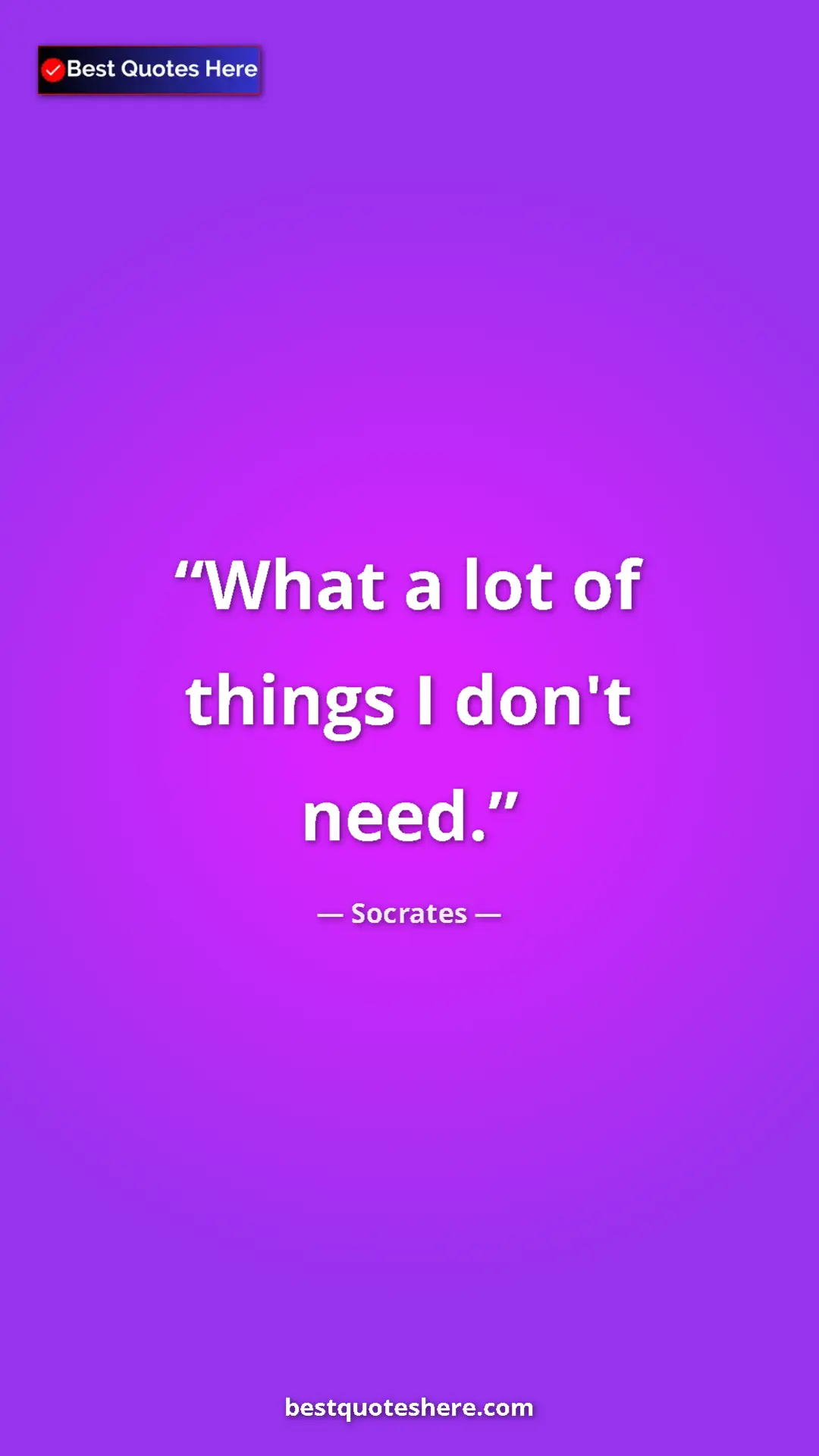 Pinterest quote poster by Socrates: "What a lot of things I don't need."