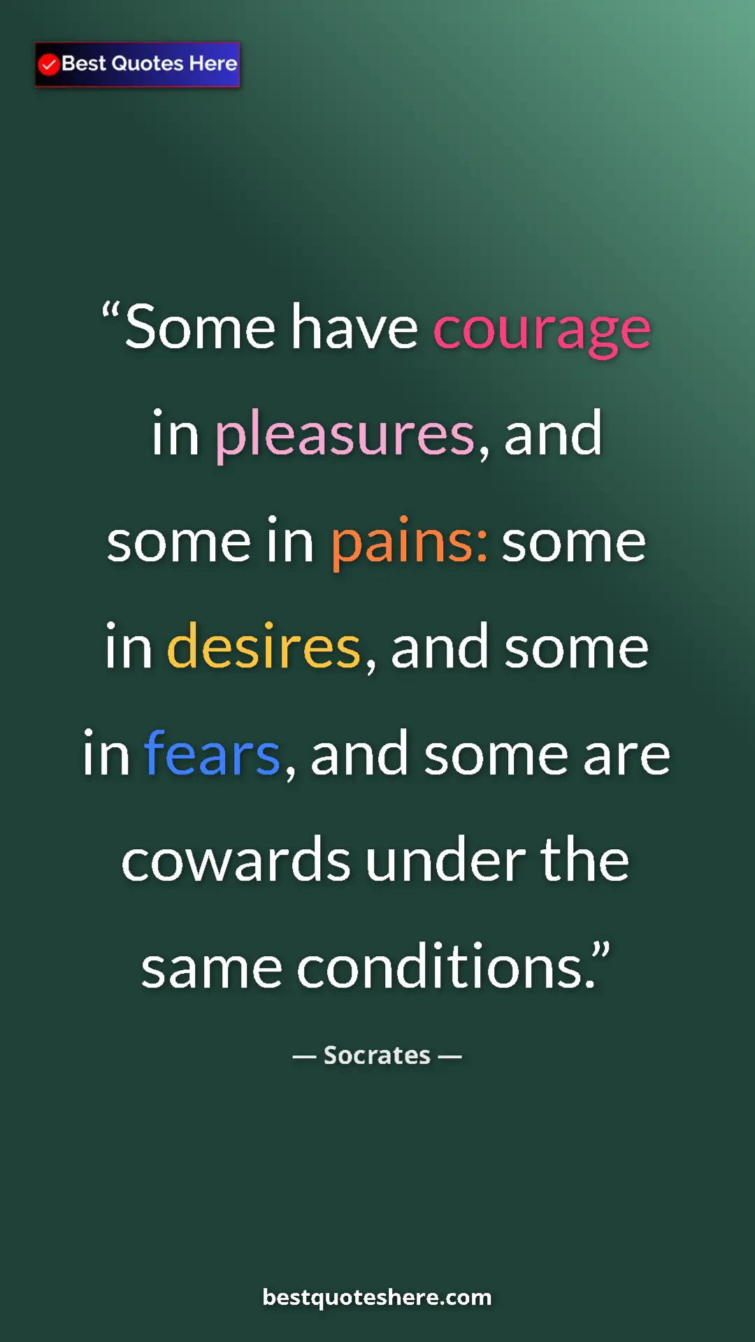 Pinterest quote poster by Socrates: "Some have courage in pleasures, and some in pains: some in..."