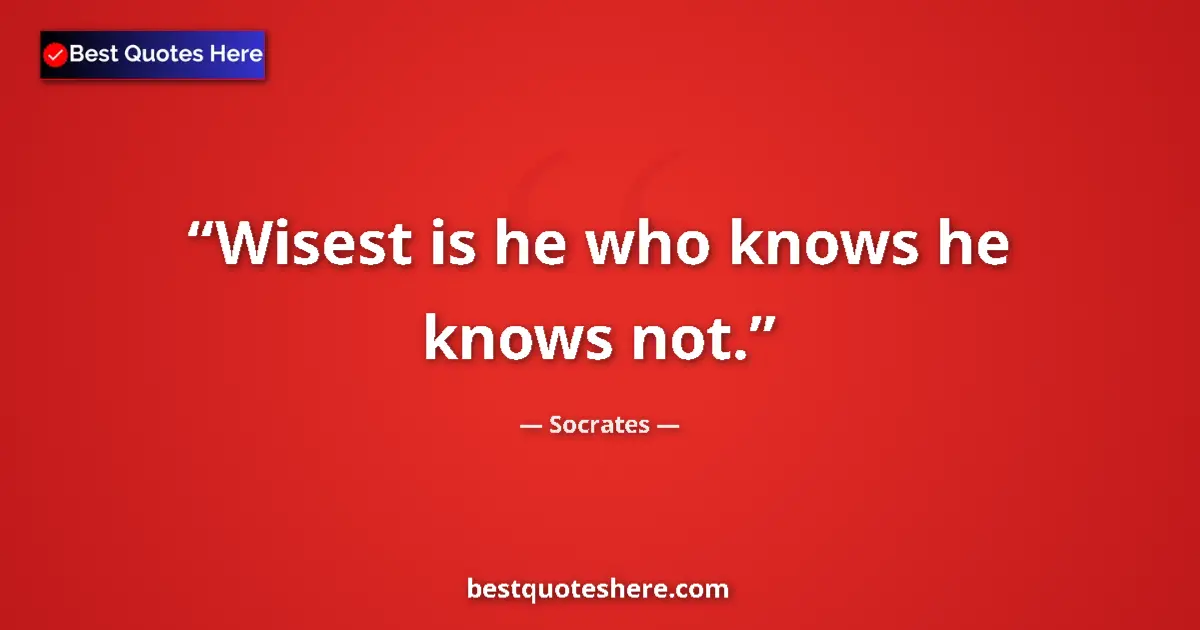 Quote by Socrates: Wisest is he who knows he knows not.