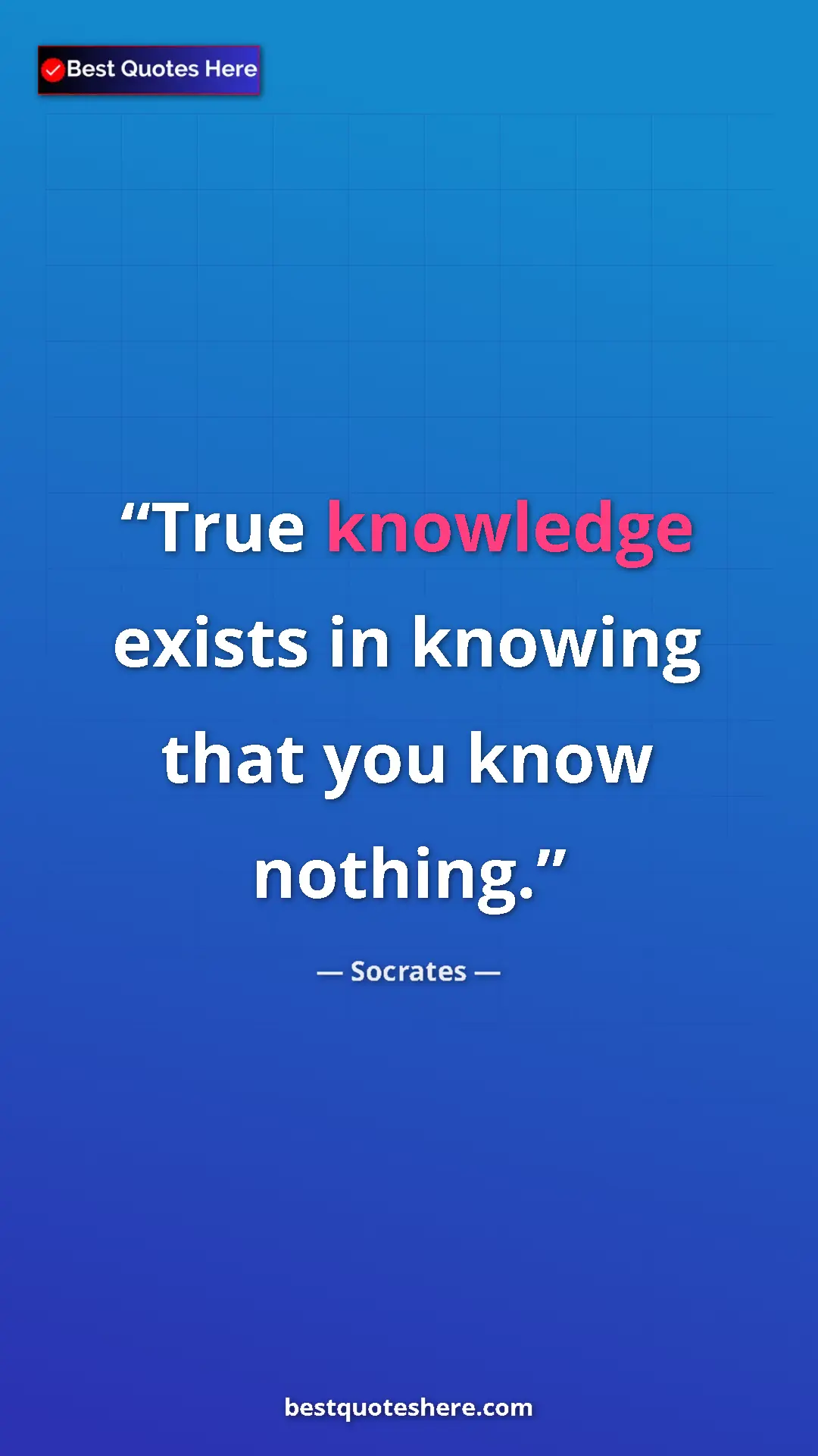 Pinterest quote poster by Socrates: "True knowledge exists in knowing that you know nothing."