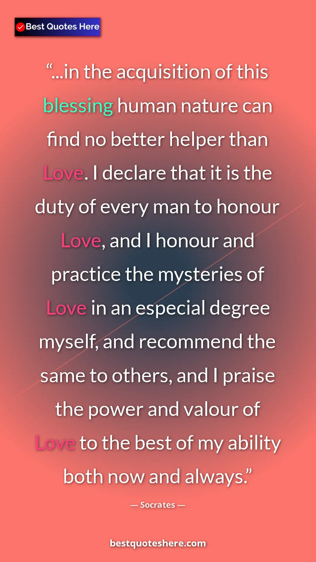 Pinterest quote poster by Socrates: "...in the acquisition of this blessing human nature can..."