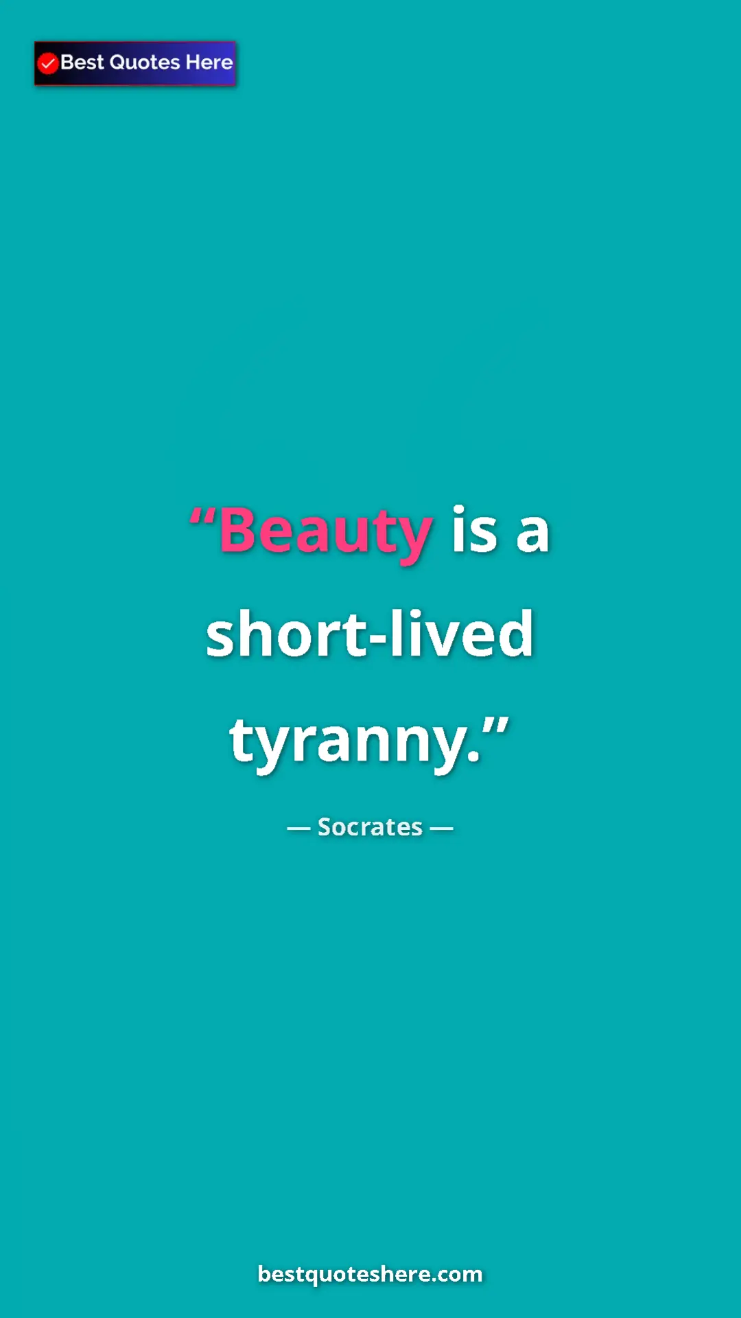 Pinterest quote poster by Socrates: "Beauty is a short-lived tyranny."