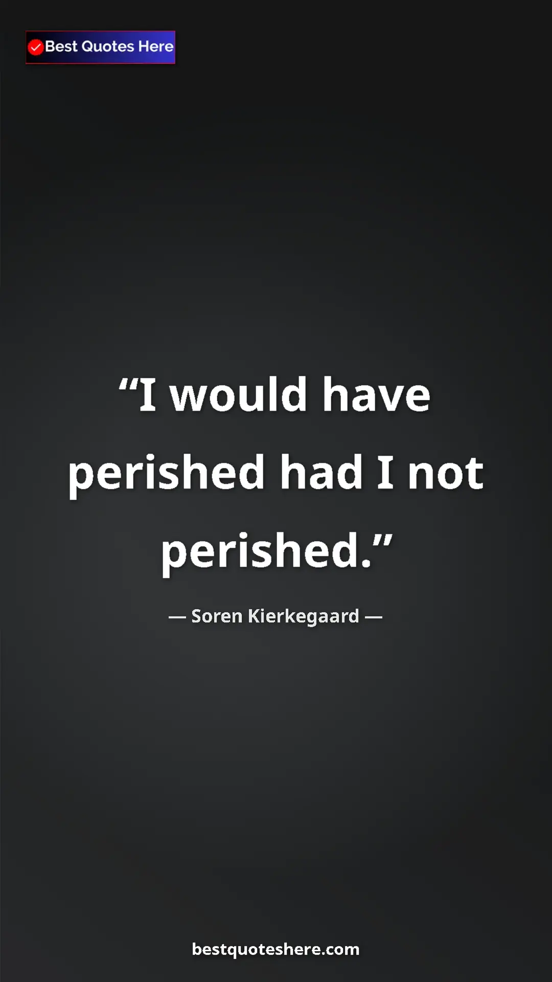 Pinterest quote poster by Soren Kierkegaard: "I would have perished had I not perished."
