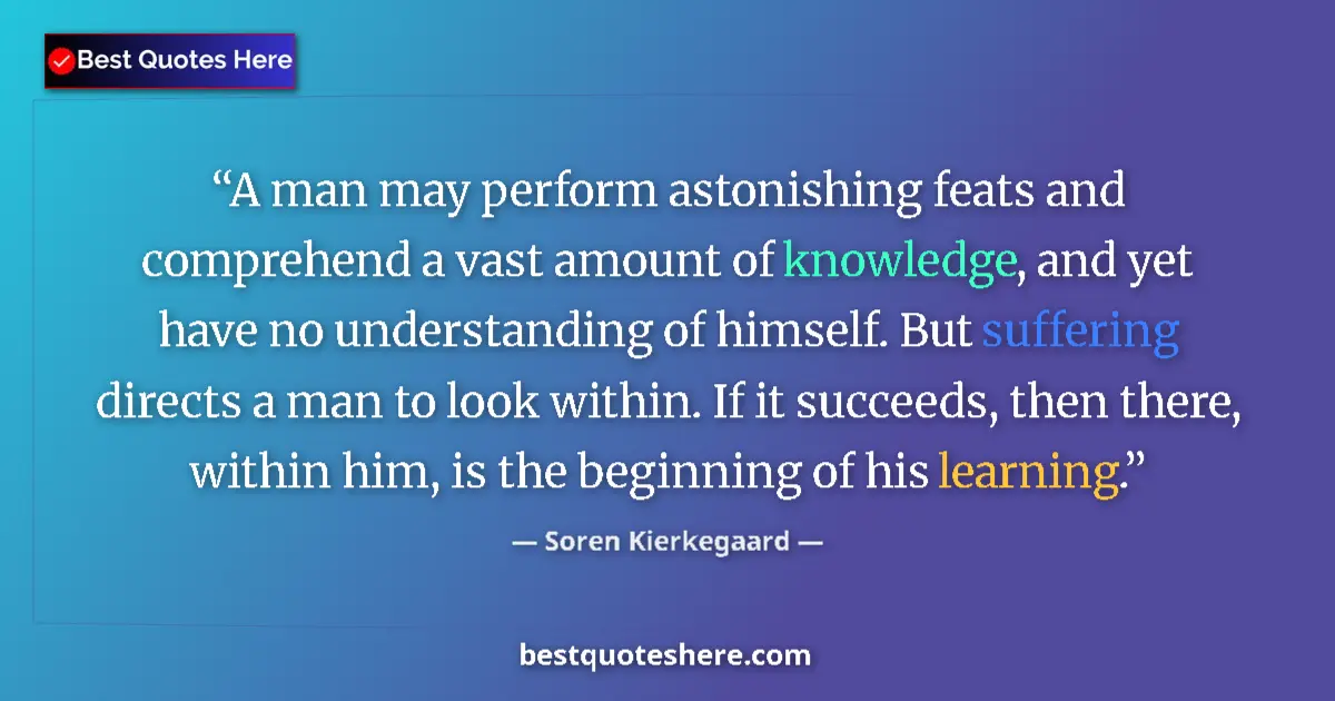 Quote by Soren Kierkegaard: A man may perform astonishing feats and comprehend