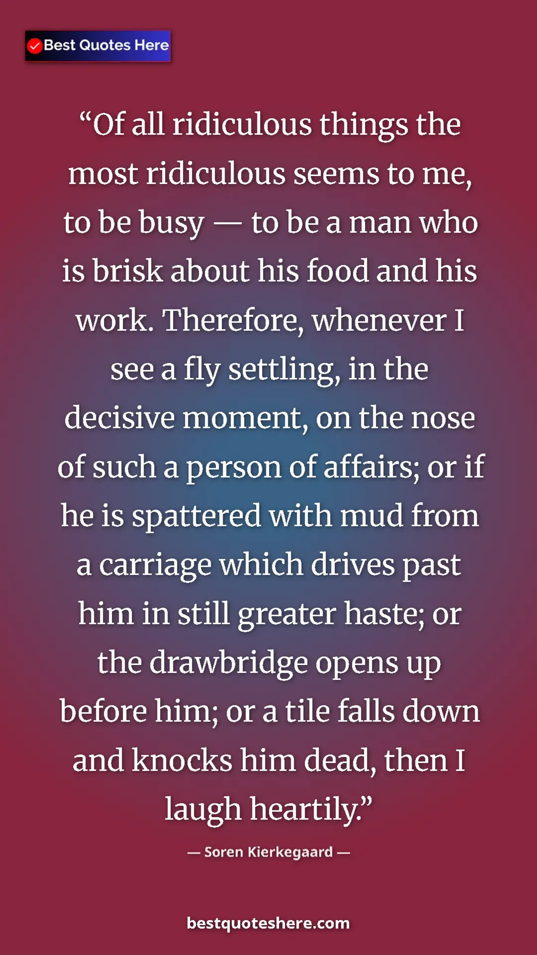 Pinterest quote poster by Soren Kierkegaard: "Of all ridiculous things the most ridiculous seems to me,..."