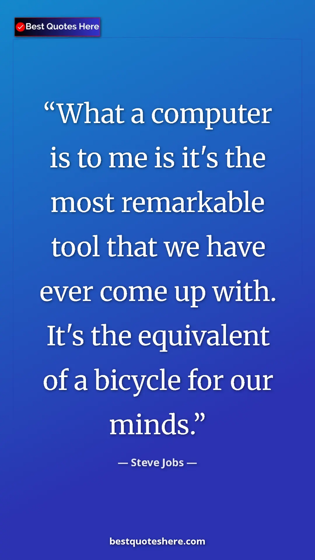 Pinterest quote poster by Steve Jobs: "What a computer is to me is it's the most remarkable tool..."