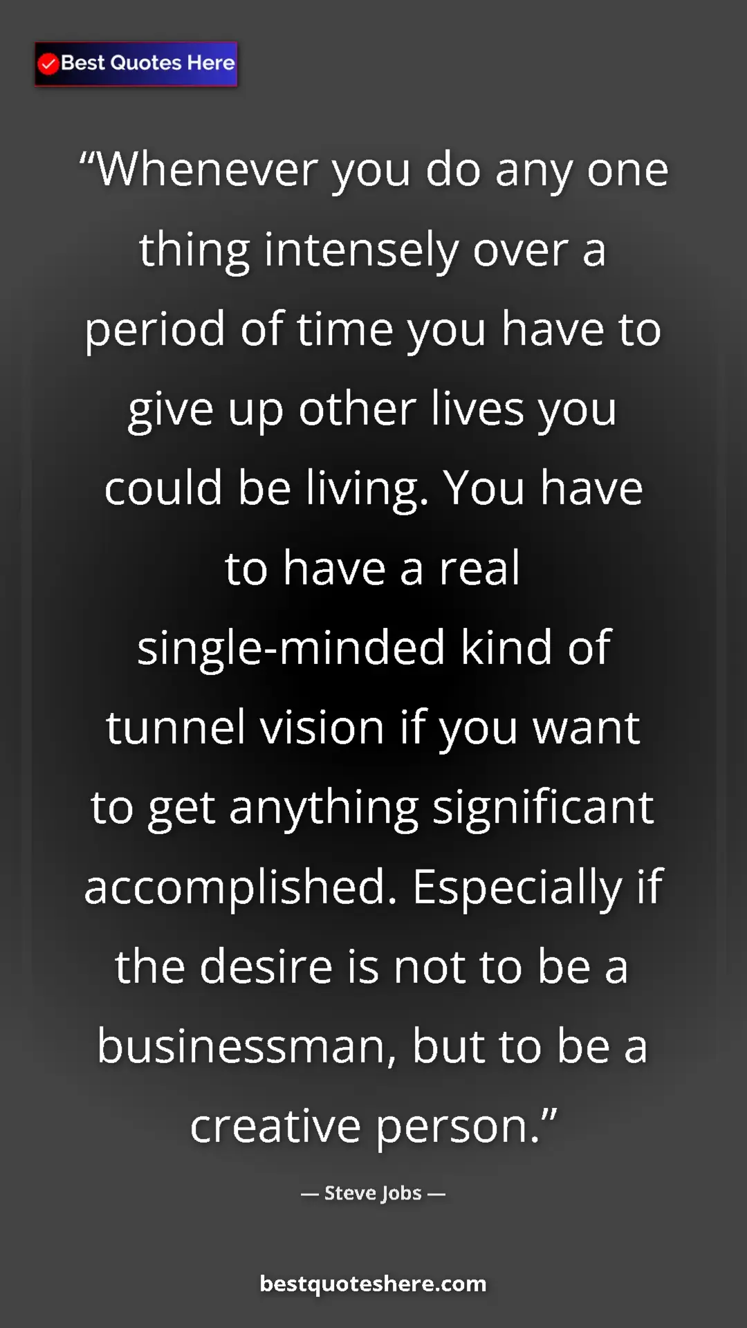 Steve Jobs Quote Card: "Whenever you do any one thing intensely over a period of..." Pinterest quote poster by Steve Jobs: "Whenever you do any one thing intensely over a period of..."