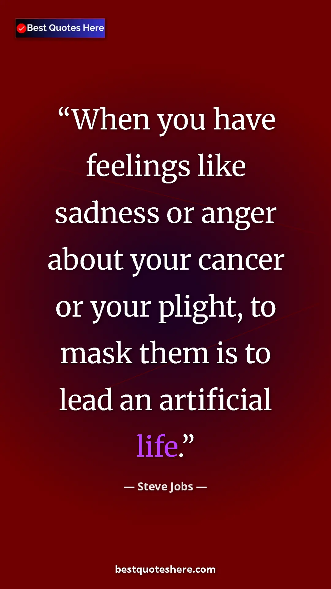 Steve Jobs Quote Card: "When you have feelings like sadness or anger about your..." Pinterest quote poster by Steve Jobs: "When you have feelings like sadness or anger about your..."
