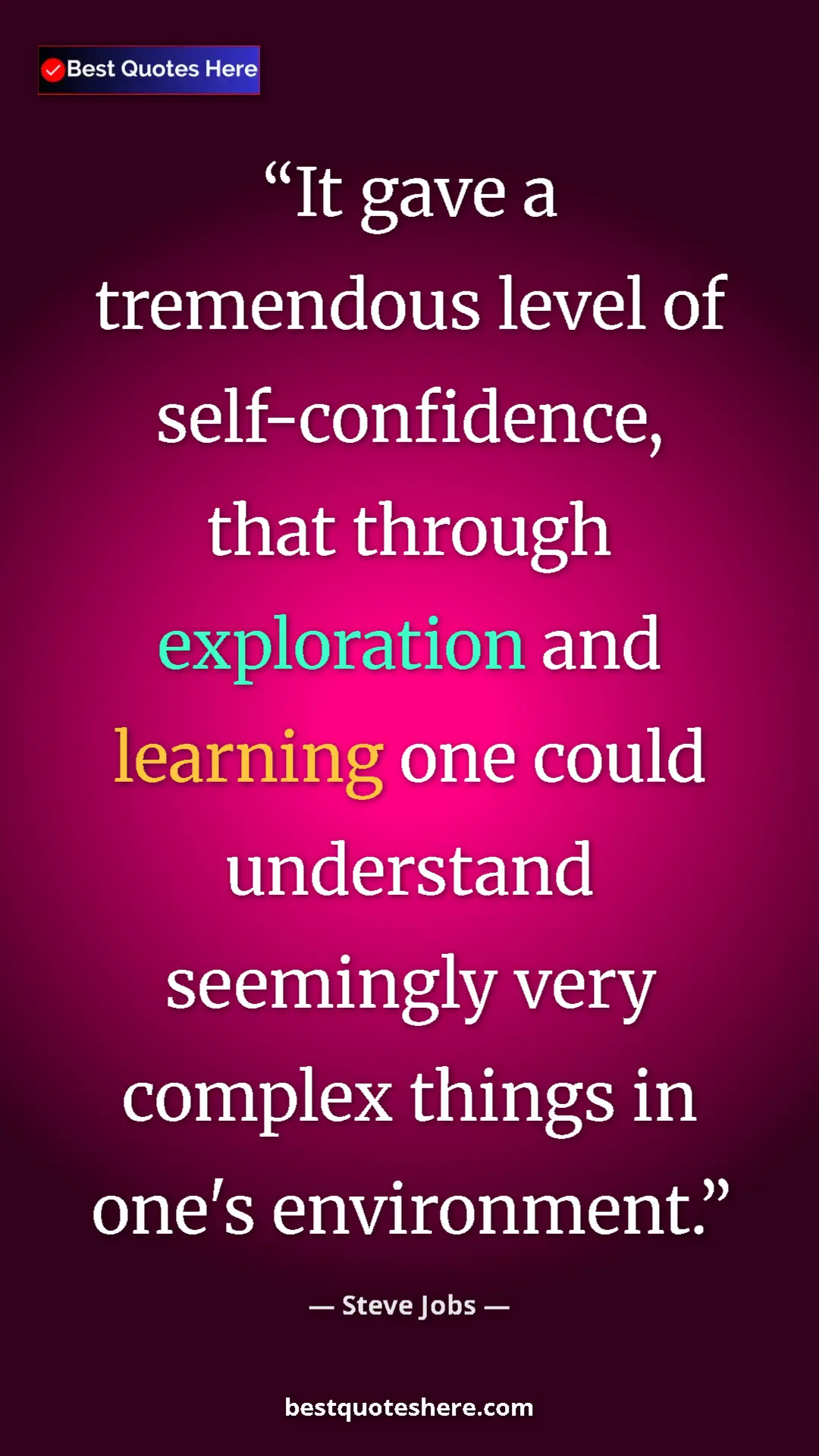 Pinterest quote poster by Steve Jobs: "It gave a tremendous level of self-confidence, that through..."
