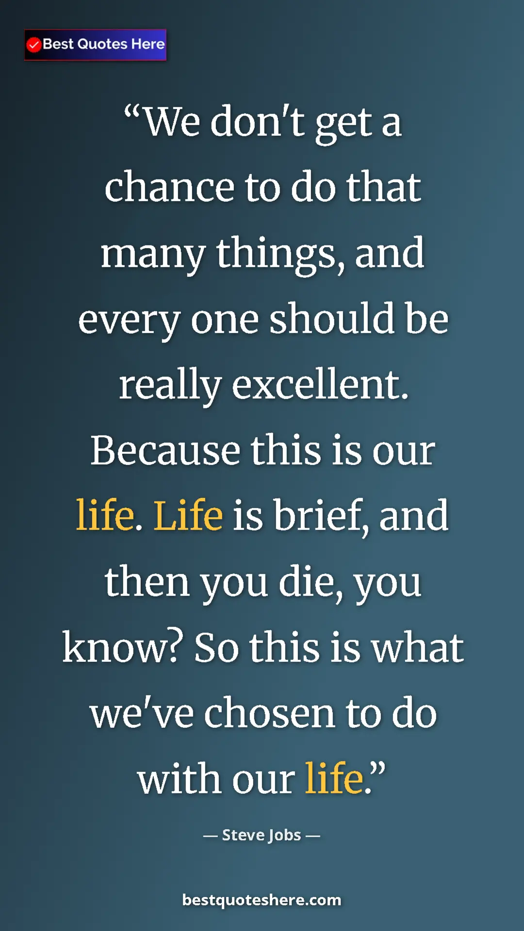 Pinterest quote poster by Steve Jobs: "We don't get a chance to do that many things, and every one..."
