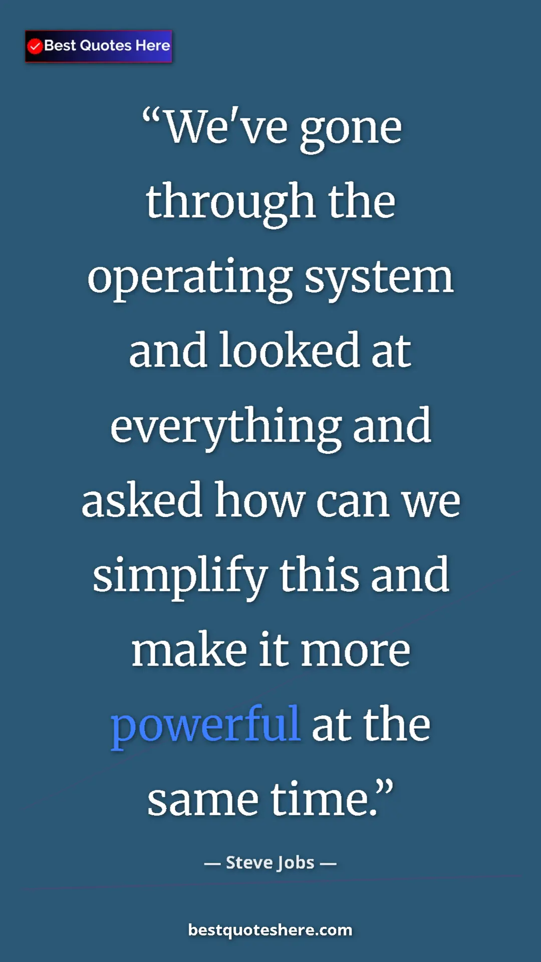 Steve Jobs Quote Card: "We've gone through the operating system and looked at..." Pinterest quote poster by Steve Jobs: "We've gone through the operating system and looked at..."