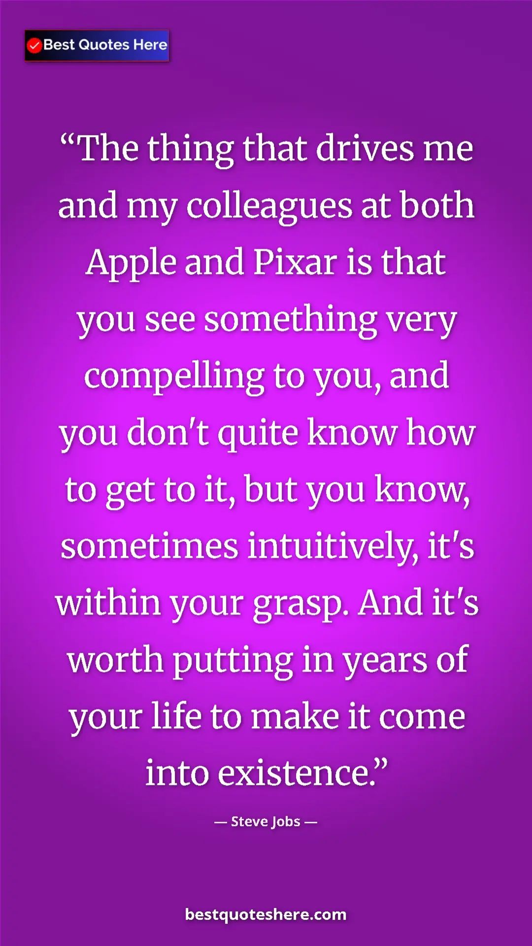 Steve Jobs Quote Card: "The thing that drives me and my colleagues at both Apple..." Pinterest quote poster by Steve Jobs: "The thing that drives me and my colleagues at both Apple..."