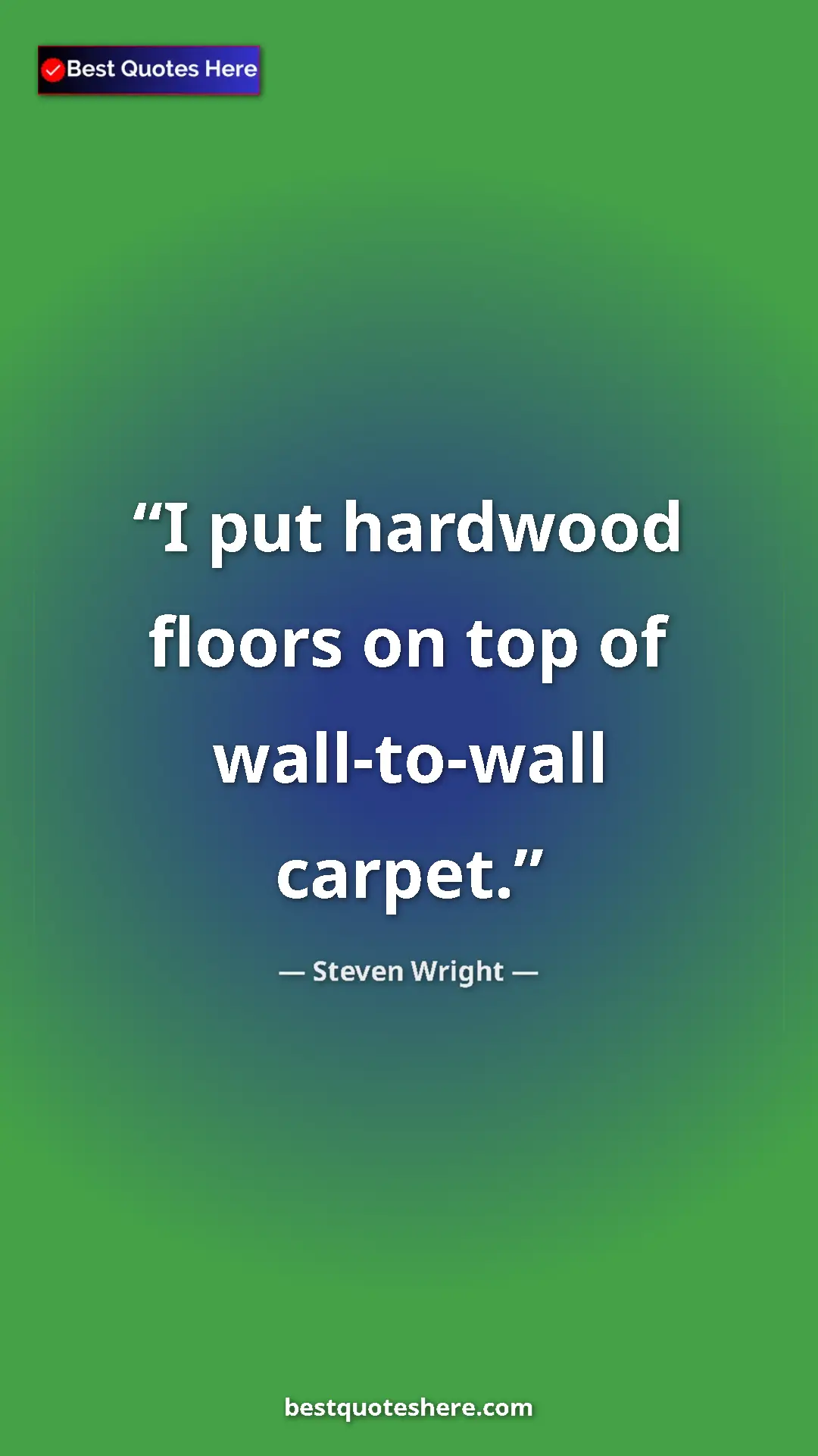 Pinterest quote poster by Steven Wright: "I put hardwood floors on top of wall-to-wall carpet."