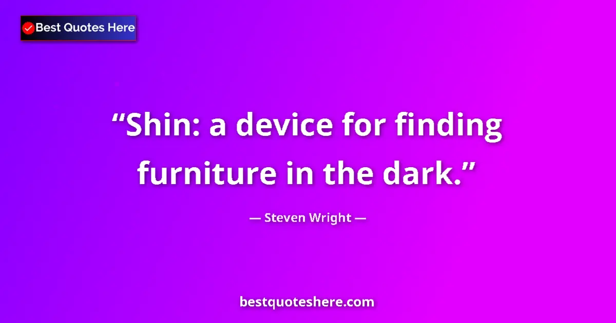 Quote by Steven Wright: Shin: a device for finding furniture in the dark....