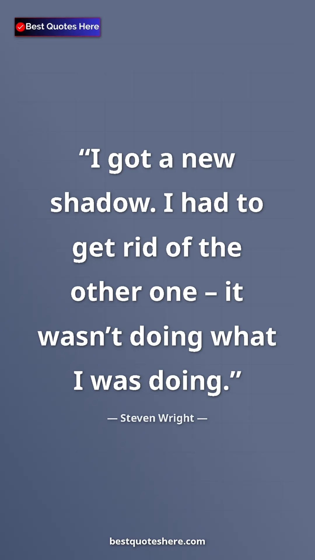 Pinterest quote poster by Steven Wright: "I got a new shadow. I had to get rid of the other one – it..."