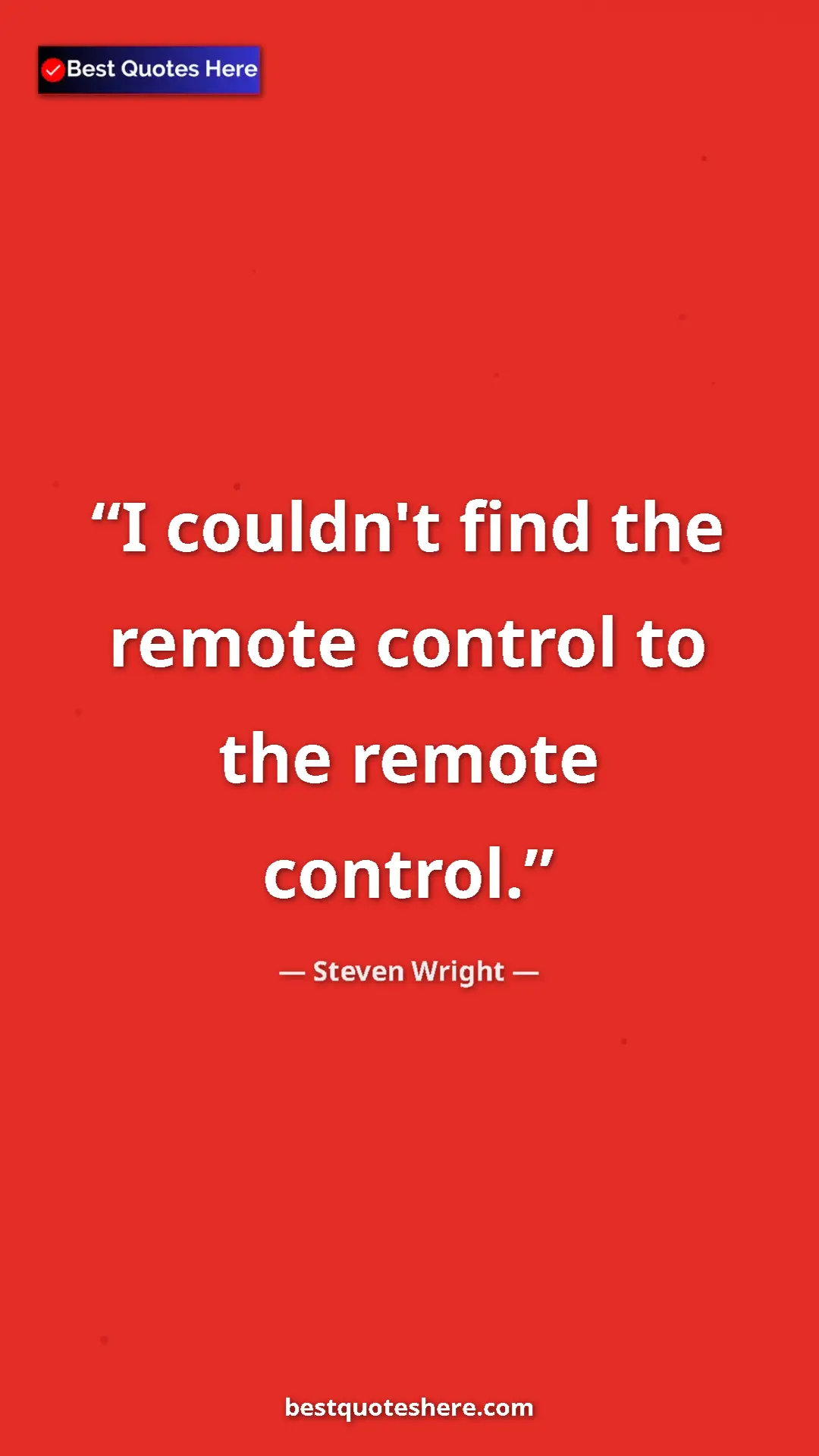 Pinterest quote poster by Steven Wright: "I couldn't find the remote control to the remote control."