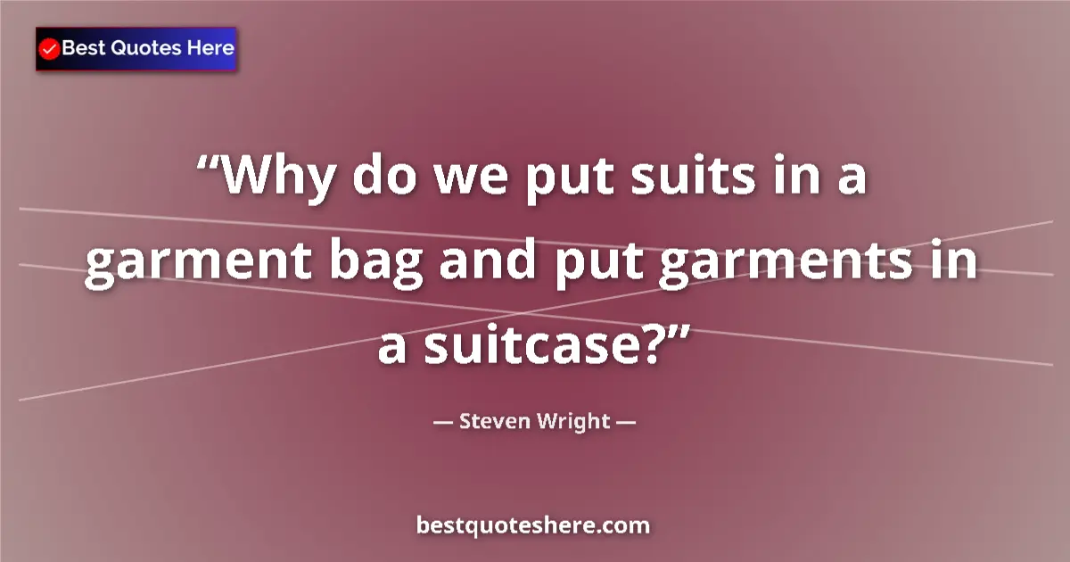 Steven Wright quote: "Why do we put suits in a garment bag and put garments in a..."