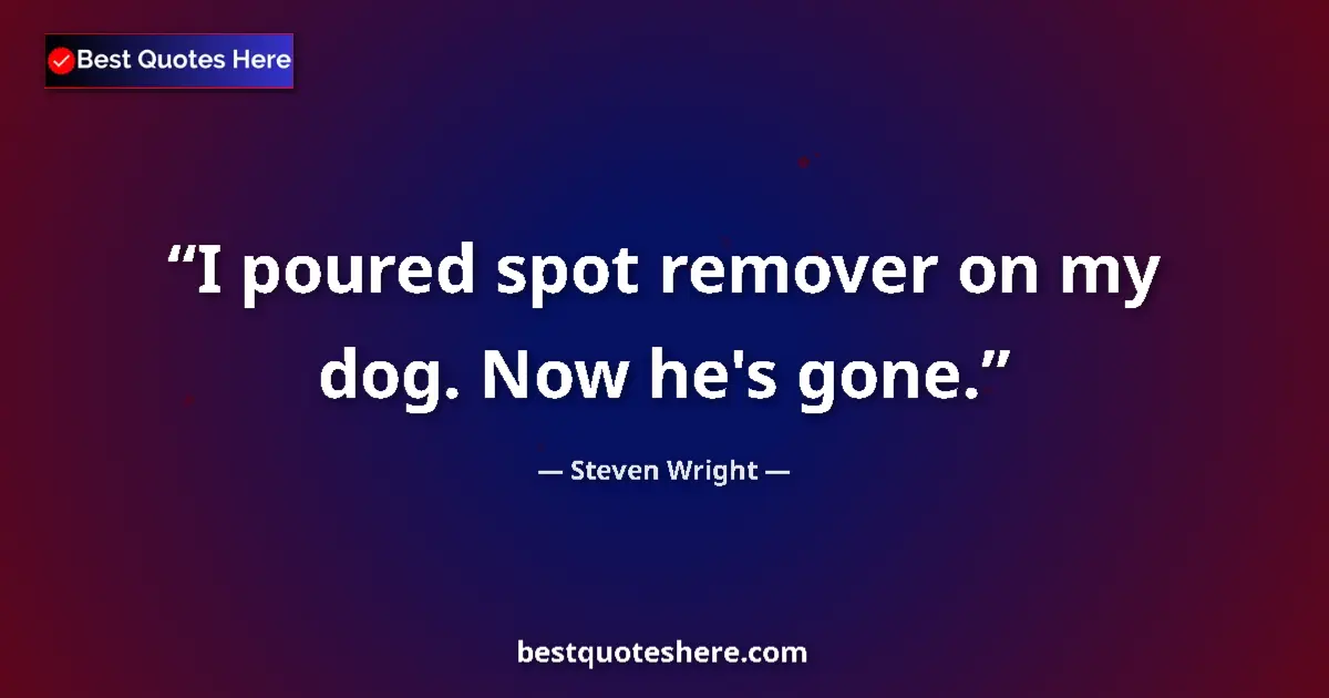 Quote by Steven Wright: I poured spot remover on my dog. Now he's gone....