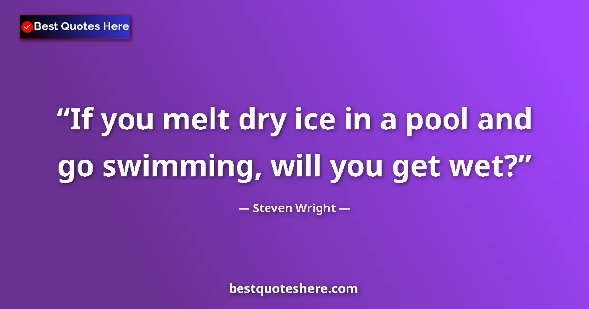 Steven Wright quote: "If you melt dry ice in a pool and go swimming, will you get..."