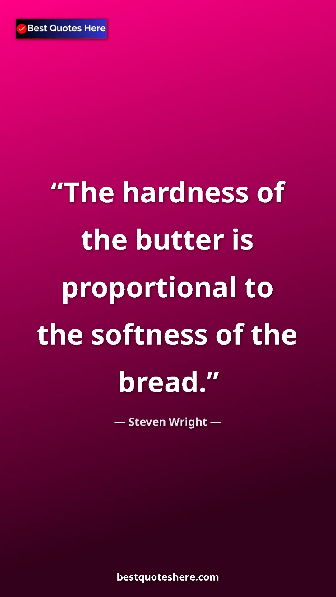 Pinterest quote poster by Steven Wright: "The hardness of the butter is proportional to the softness..."
