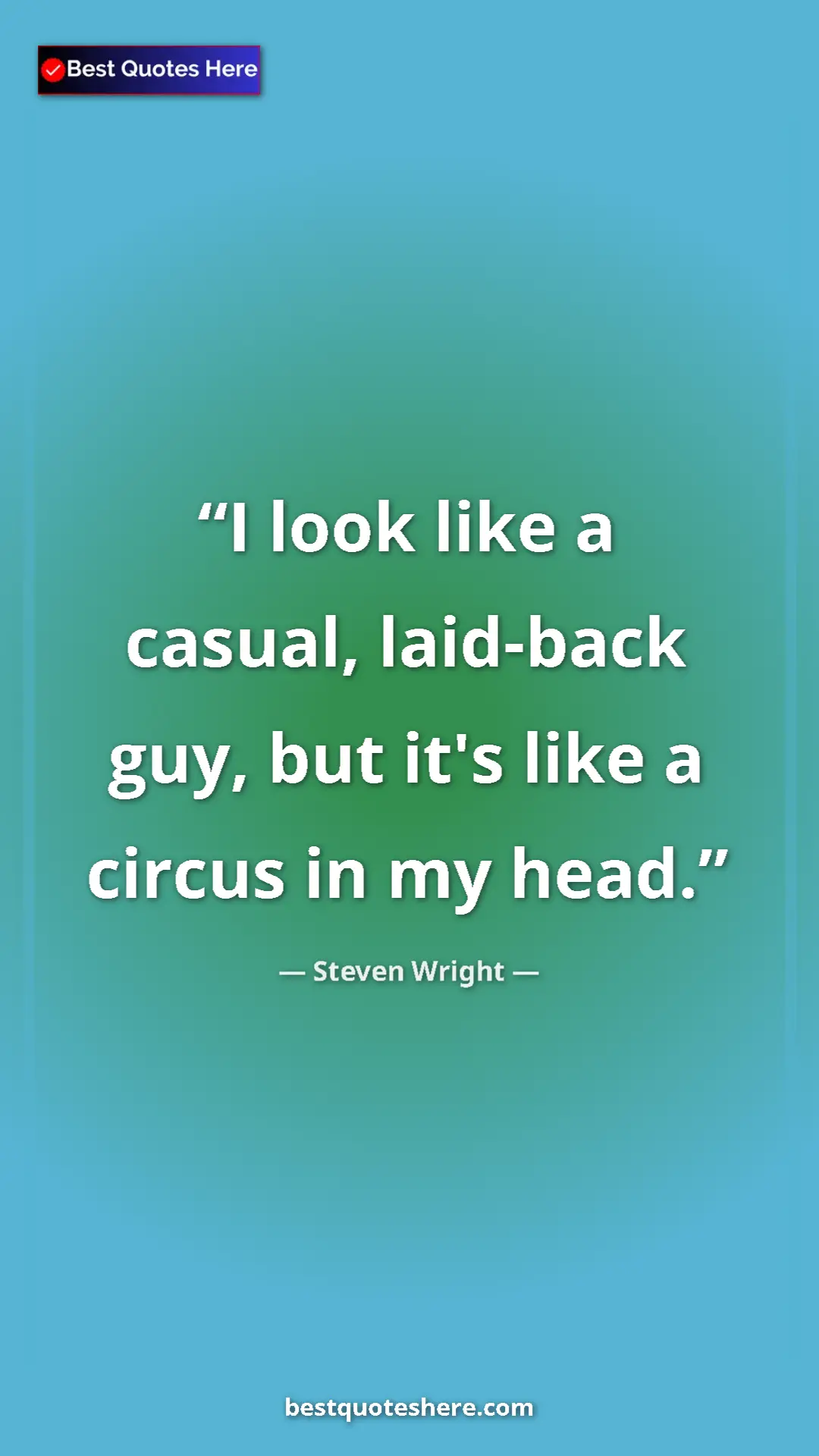 Pinterest quote poster by Steven Wright: "I look like a casual, laid-back guy, but it's like a circus..."