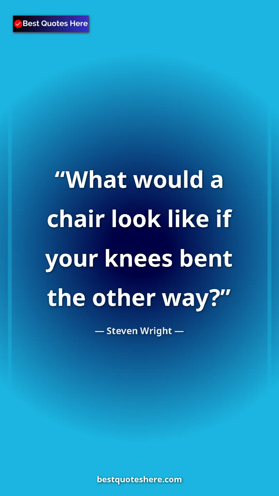 Pinterest quote poster by Steven Wright: "What would a chair look like if your knees bent the other..."