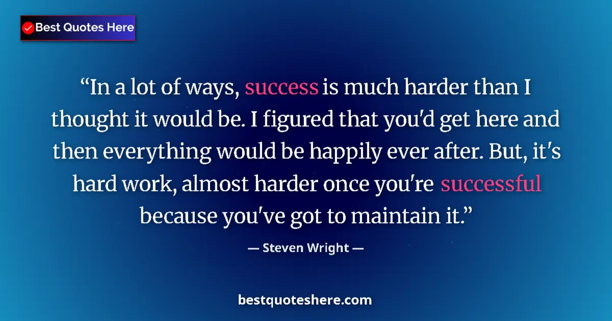 Steven Wright quote: "In a lot of ways, success is much harder than I thought it..."