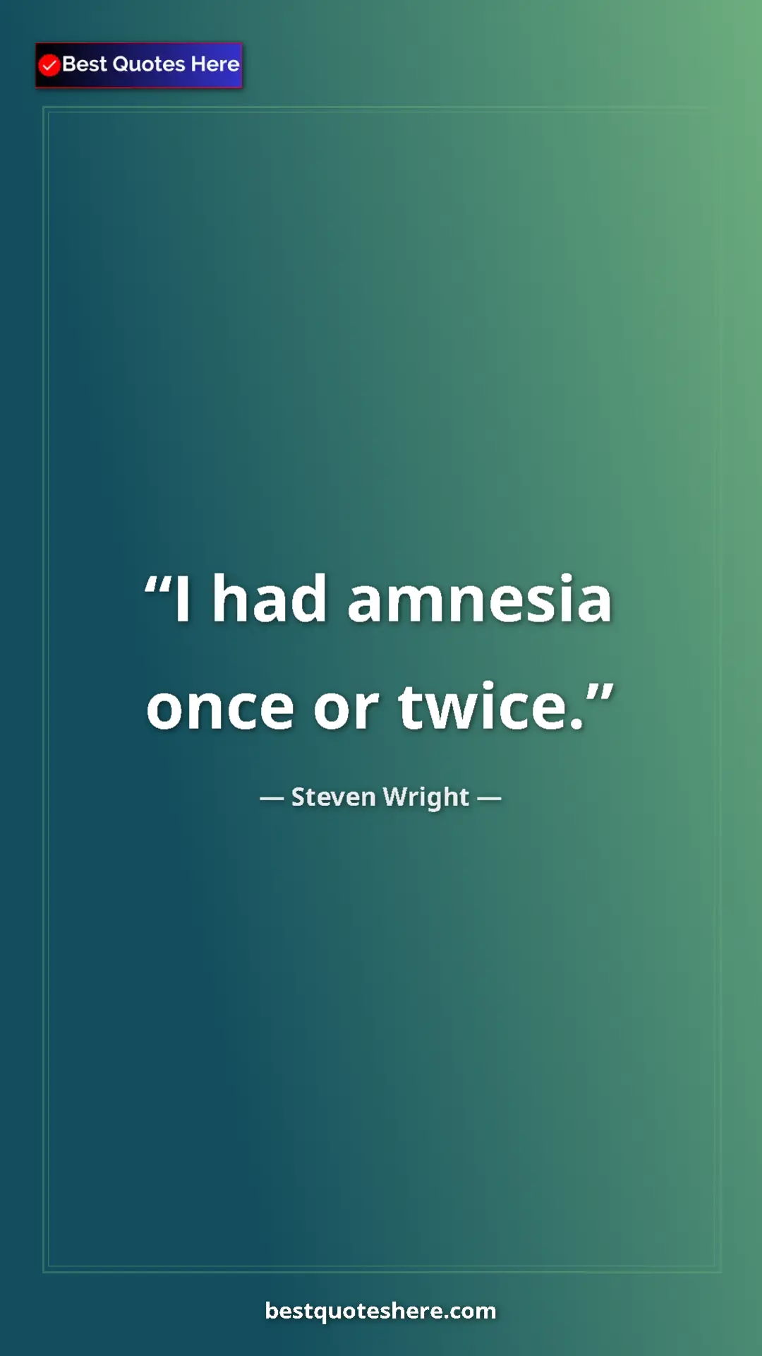 Pinterest quote poster by Steven Wright: "I had amnesia once or twice."