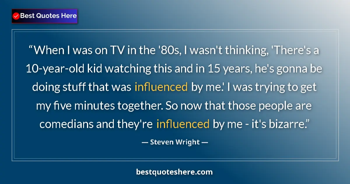 Quote by Steven Wright: When I was on TV in the '80s, I wasn't thinking, '