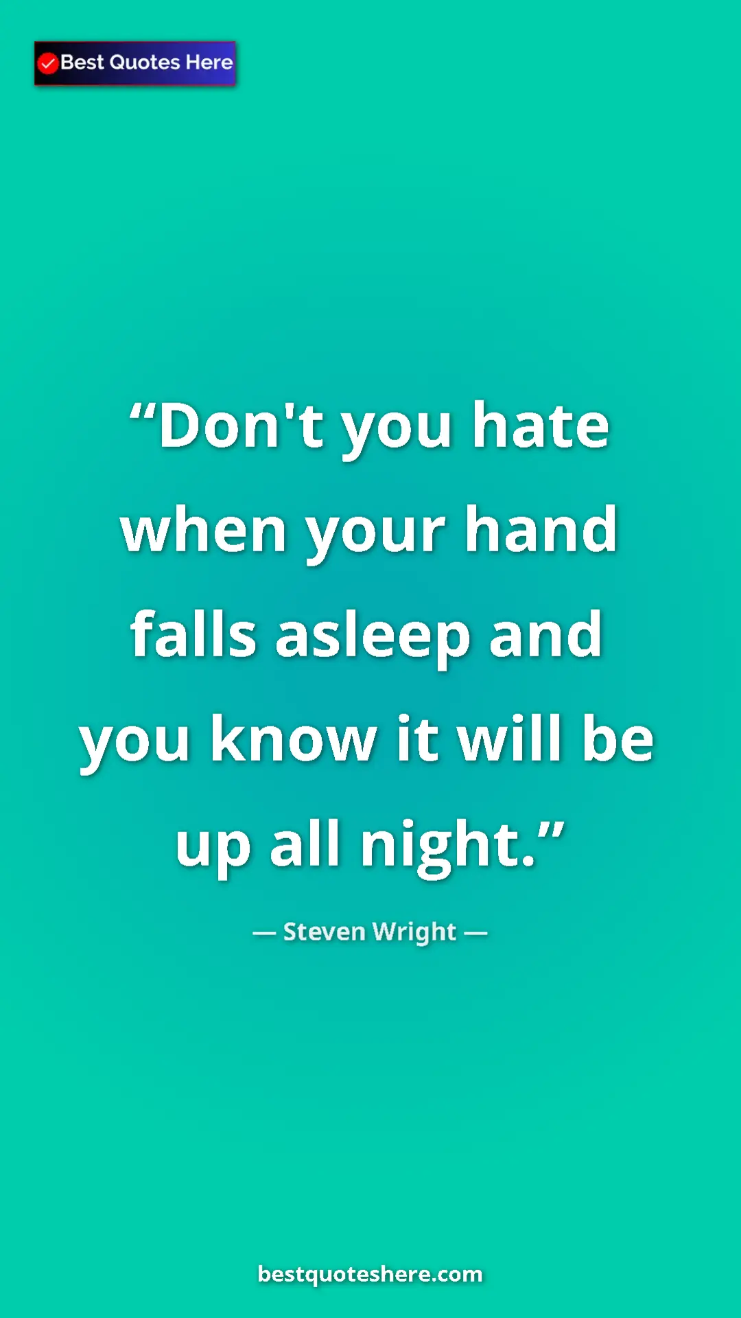 Pinterest quote poster by Steven Wright: "Don't you hate when your hand falls asleep and you know it..."