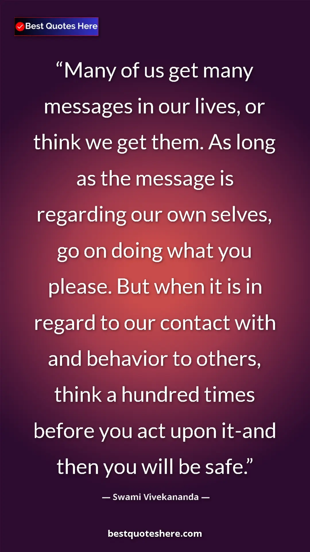 Swami Vivekananda Quote Card: "Many of us get many messages in our lives, or think we get..." Pinterest quote poster by Swami Vivekananda: "Many of us get many messages in our lives, or think we get..."