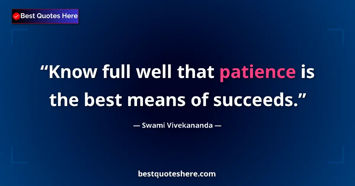 Swami Vivekananda quote: "Know full well that patience is the best means of succeeds."