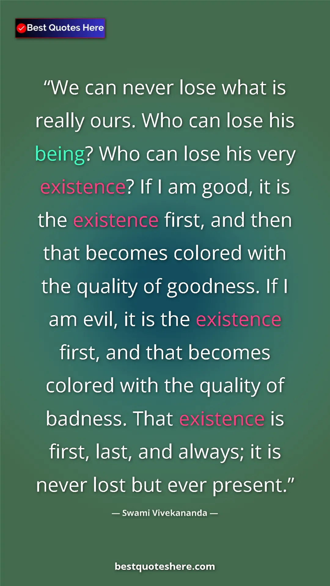 Swami Vivekananda Quote Card: "We can never lose what is really ours. Who can lose his..." Pinterest quote poster by Swami Vivekananda: "We can never lose what is really ours. Who can lose his..."