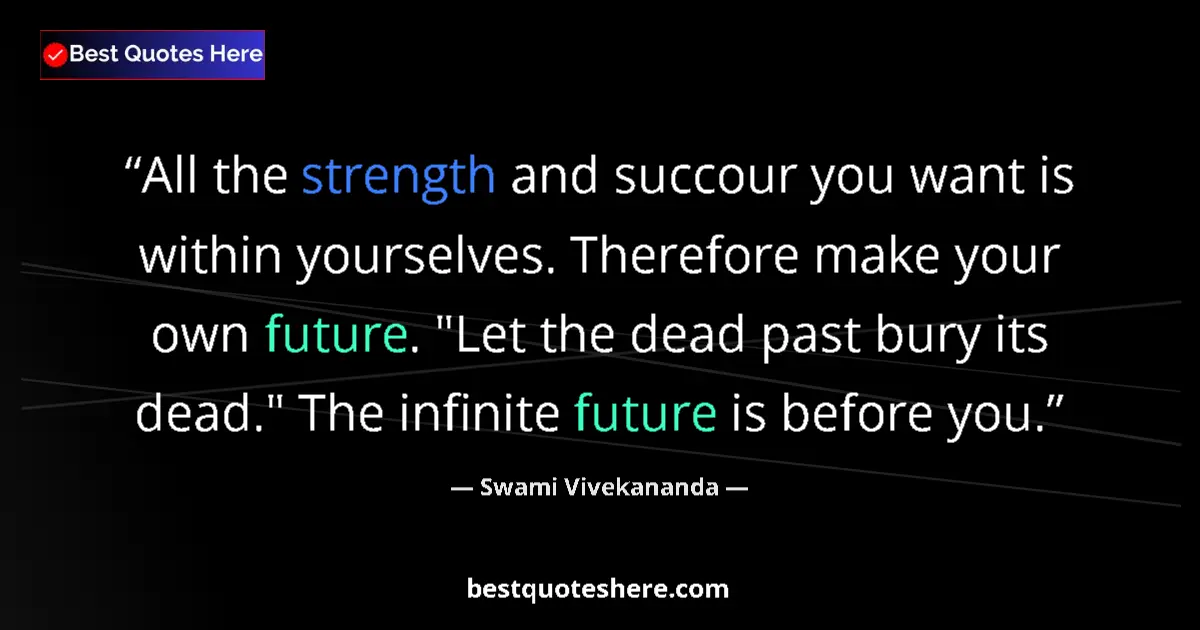 Image for the quote by Swami Vivekananda: All the strength and succour you want is within yourselves. Therefore make your own future. 
