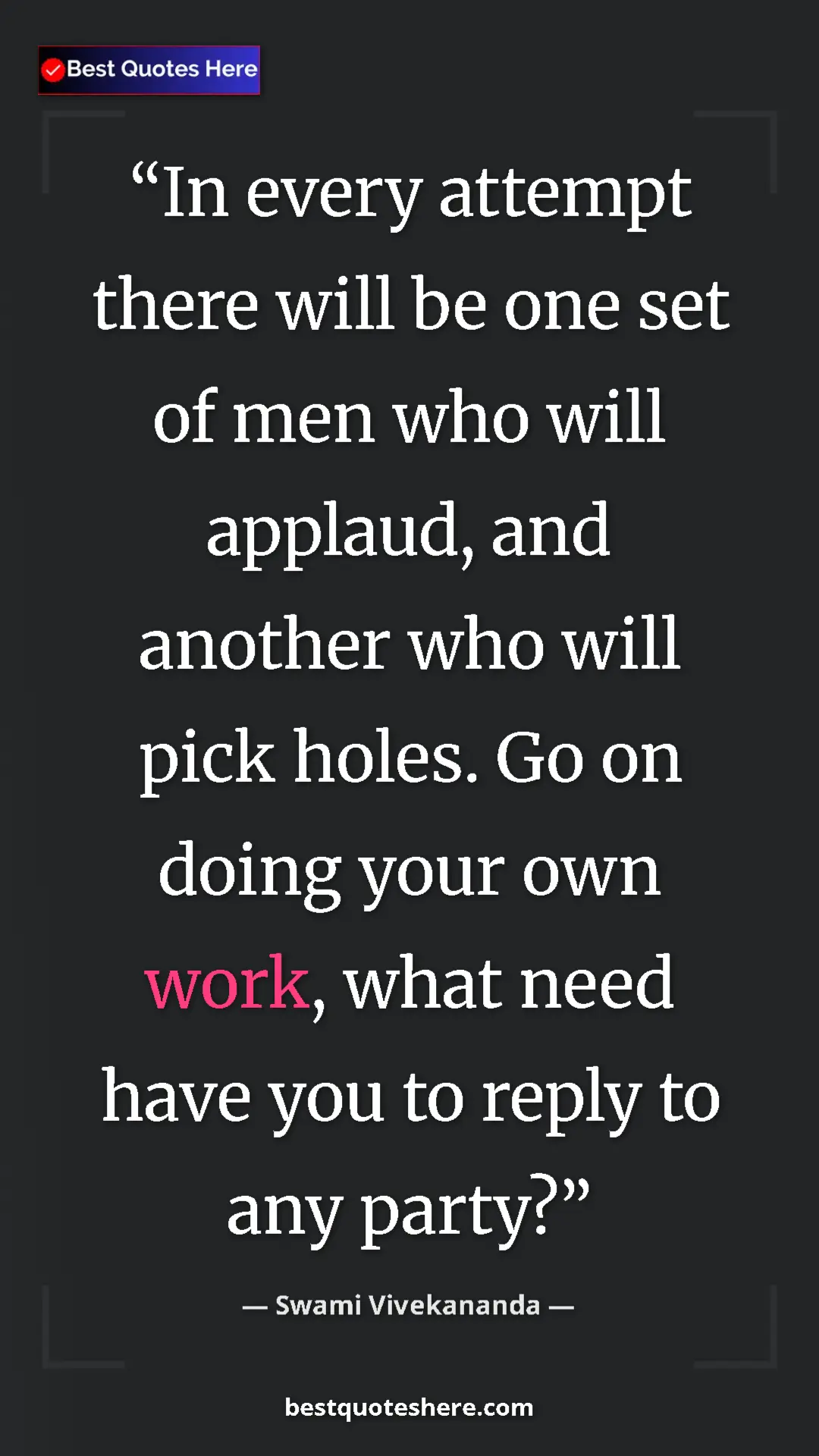 Pinterest quote poster by Swami Vivekananda: "In every attempt there will be one set of men who will..."