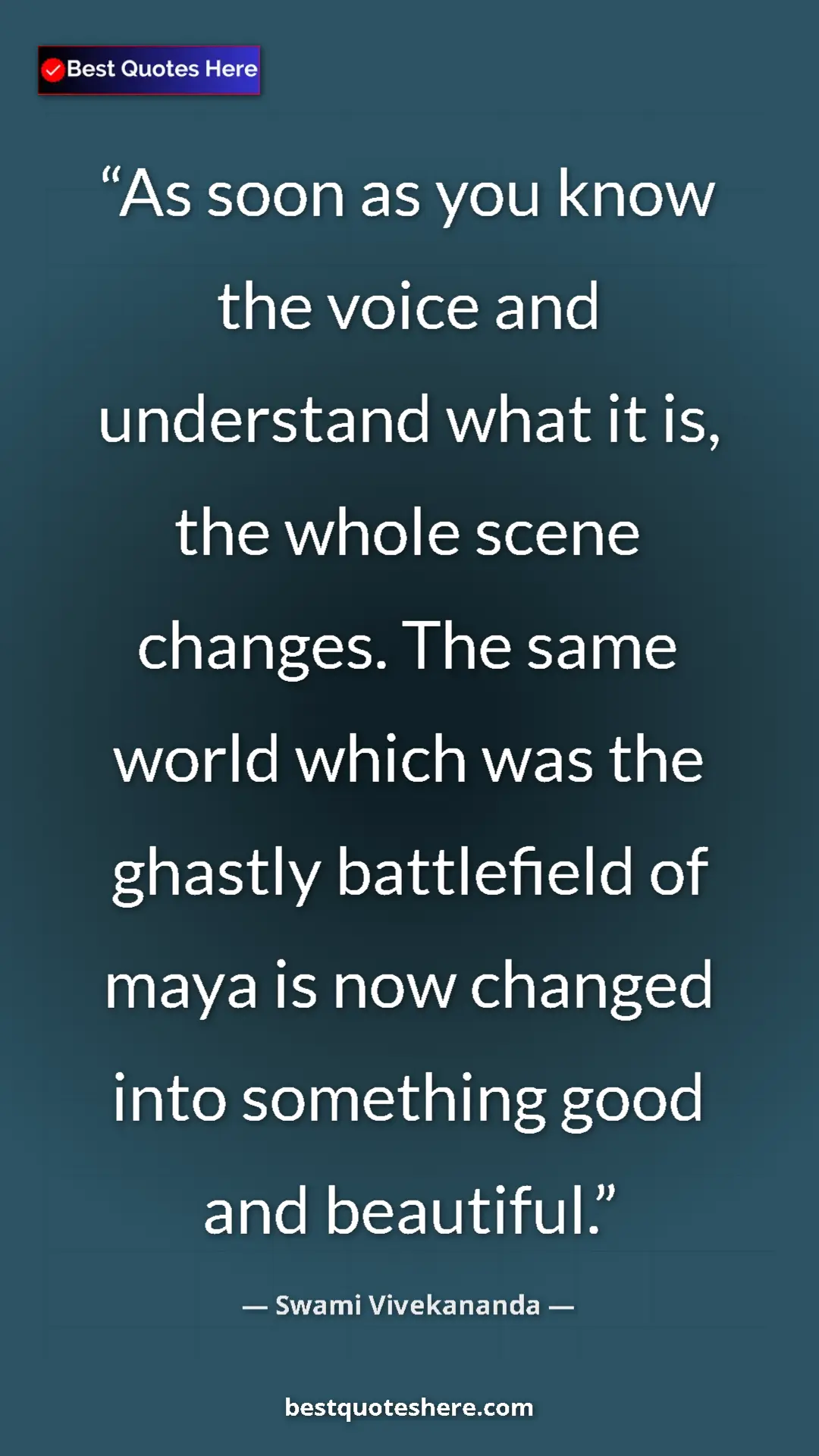 Pinterest quote poster by Swami Vivekananda: "As soon as you know the voice and understand what it is,..."